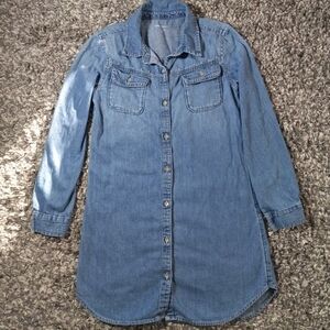 🔥Kids Gap Denim Button-Up Shirt Dress Size 1 Regular Girl